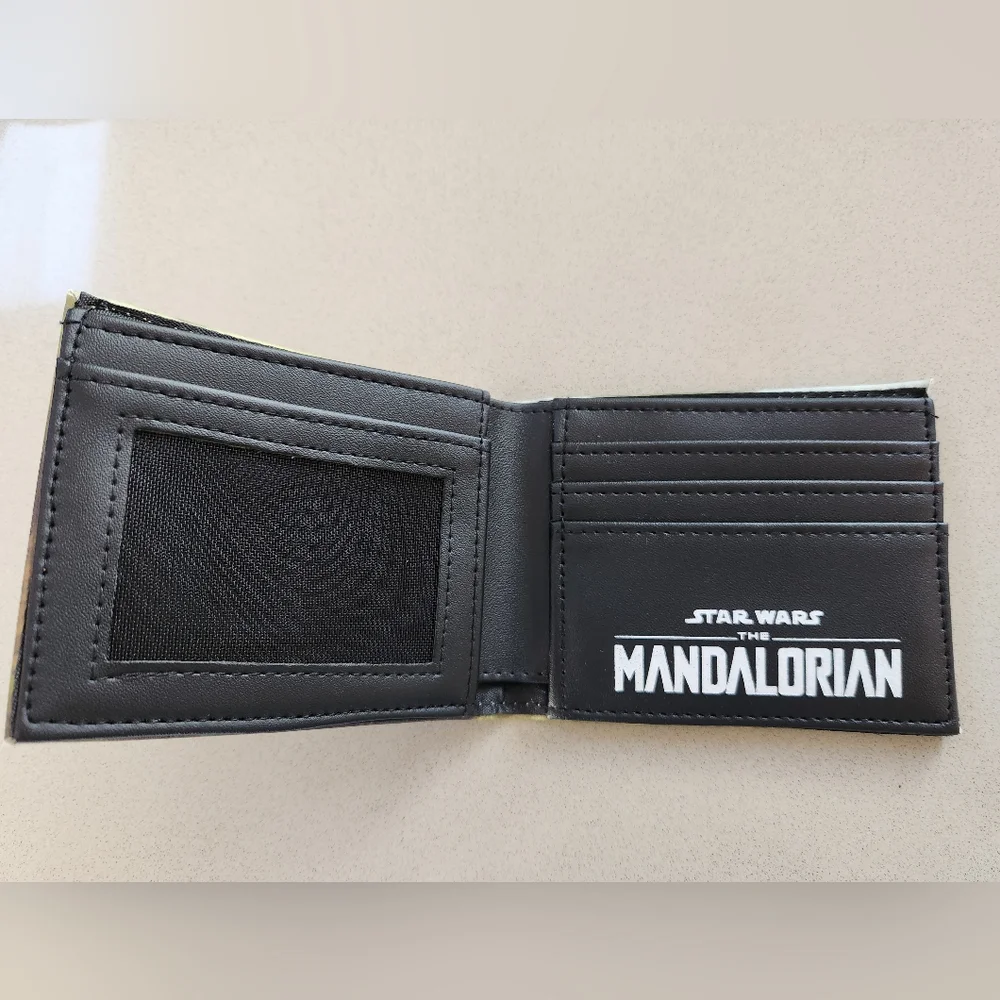 The Mandalorian Baby Yoda Scene Vegan Leather Bi-Fold Wallet **NEW